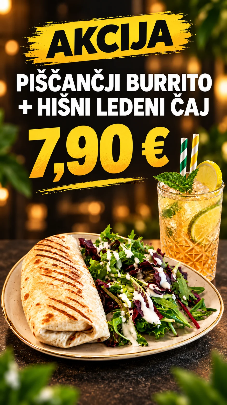 Chicken burrito meni