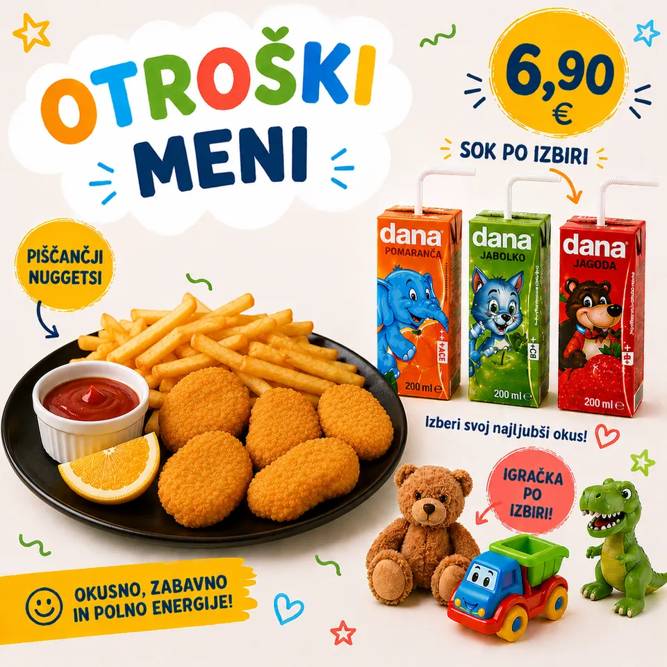 Piščančji nuggetsi s pomfrijem in kečapom